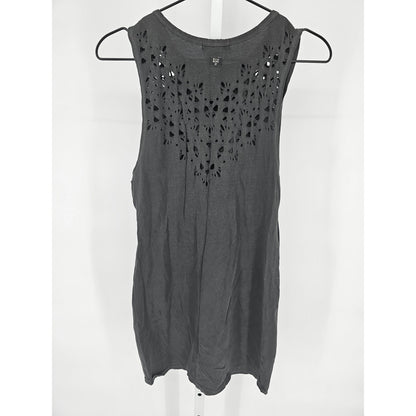 Billabong Womens Sz S Sleeveless Mini Dress Charcoal Gray Cutouts Cotton