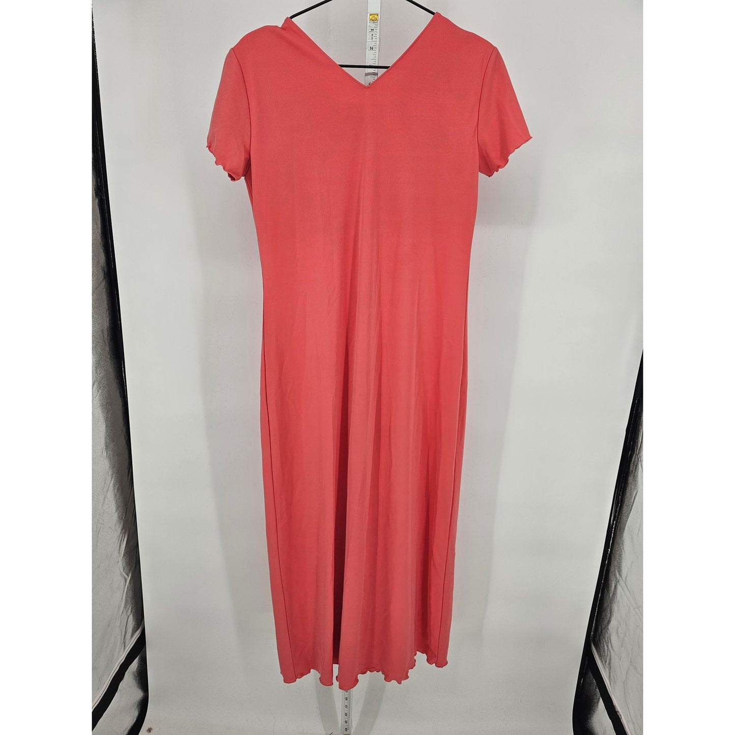 Vintage 1990s Passports Women Sz M Maxi Length Short Sleeve Dress Pink