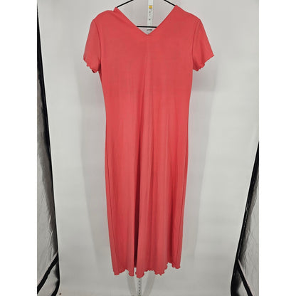 Vintage 1990s Passports Women Sz M Maxi Length Short Sleeve Dress Pink