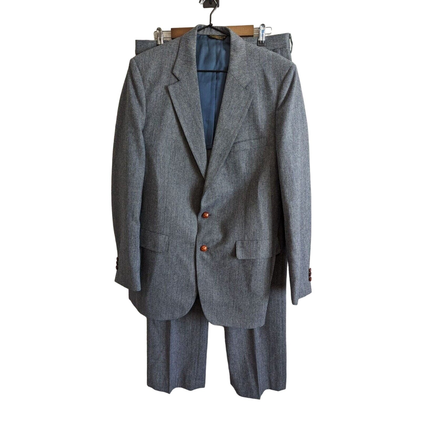 Vintage Palm Beach Mens Sz 42R 2 Piece Suit 2 Button Coat and Pants Gray 1970s