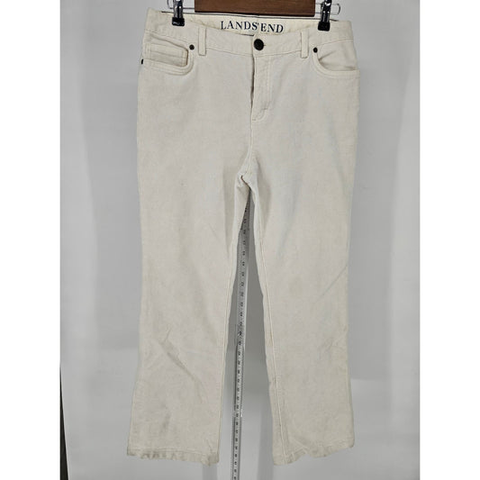 Lands End Womens Sz 10 Bootcut Cotton Corduroy Pants White Cream