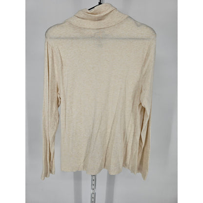 Sonoma Womens Sz L Long Sleeve T Shirt Turtleneck Light Beige Cotton Blend