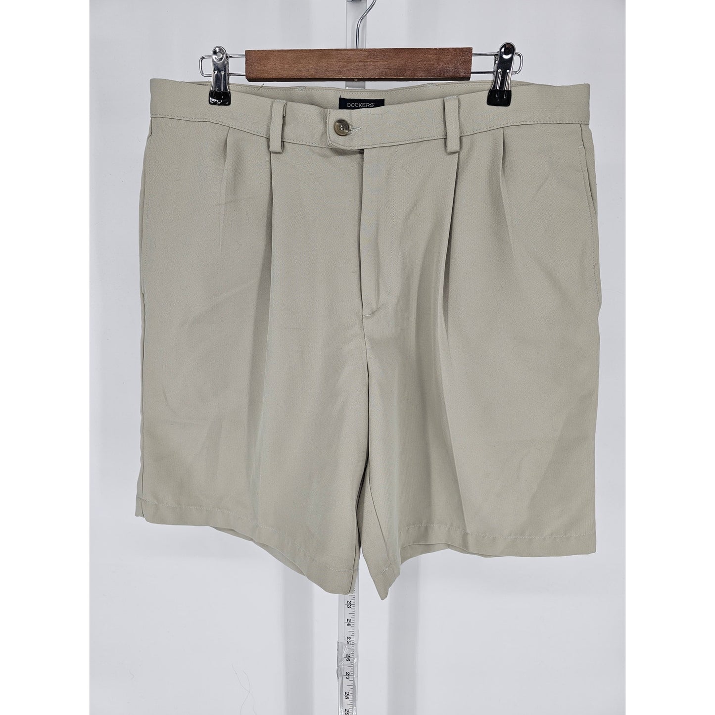 Vintage 1990s Dockers Mens Sz 36 Pleated Front Dress Shorts Light Tan Khaki