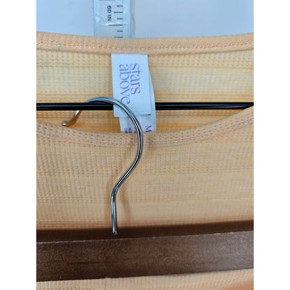 Stars Above Womens Sz M Shorts and Short Sleeve Pajama Set Yellow Waffle Knit