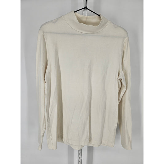 Croft & Barrow Womens Sz L Classic Tee Long Sleeve T Shirt White Mock Neck