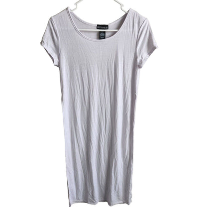 Kristin Nicole Womens Sz M Crewneck Midi Shirt Dress Solid White