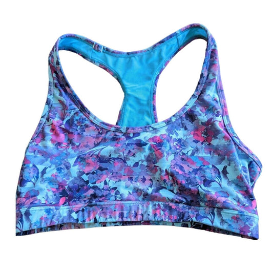 Balance Collection Womens Sz M Sports Bra Blue Purple Racerback Compression