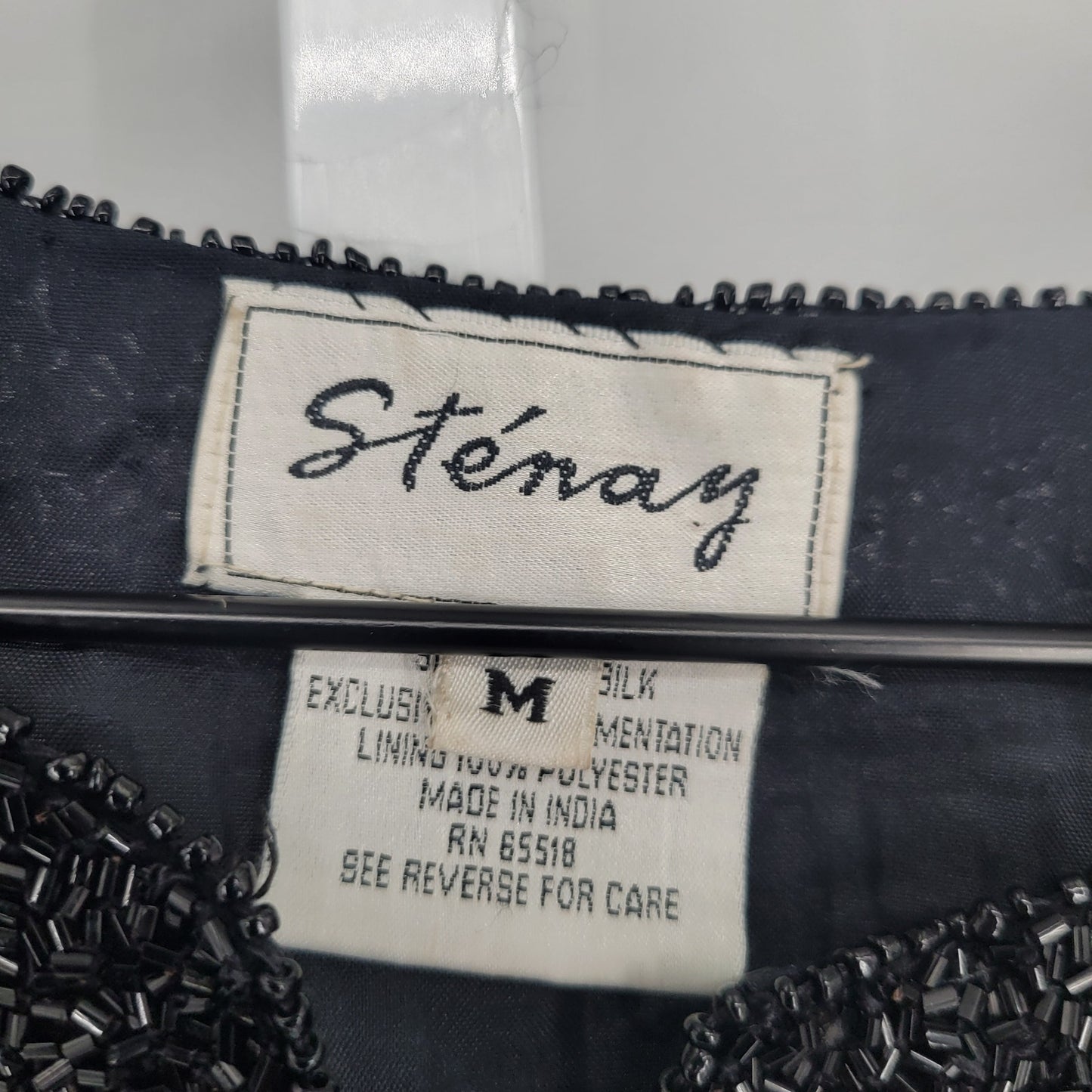 Stenay Womens Sz M 100% Silk Cardigan Sweater Jacket Black Fully Beaded Formal