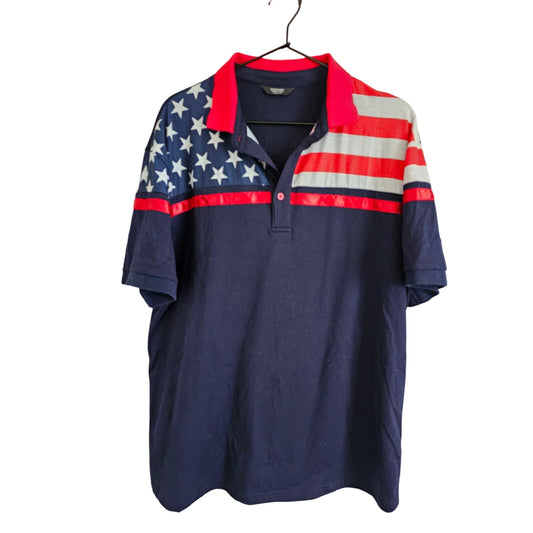 Coofandy Mens Sz L Short Sleeve Polo Shirt American Flag Patriotic