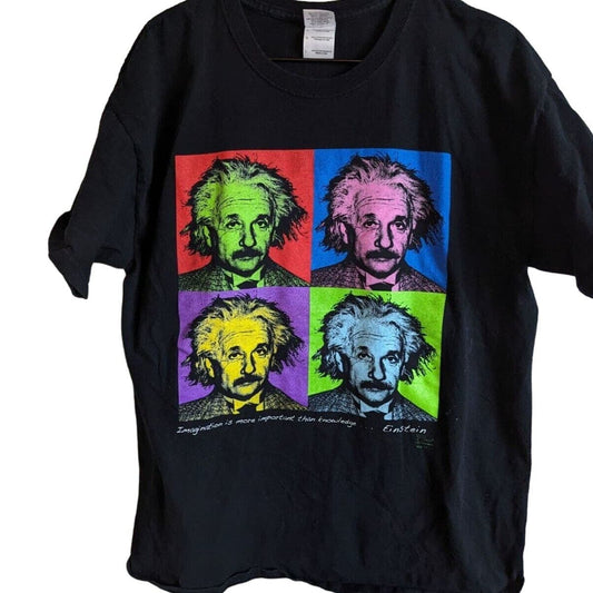 Albert Einstein Mens Sz L Short sleeve T Shirt Imagination More Important Knowle