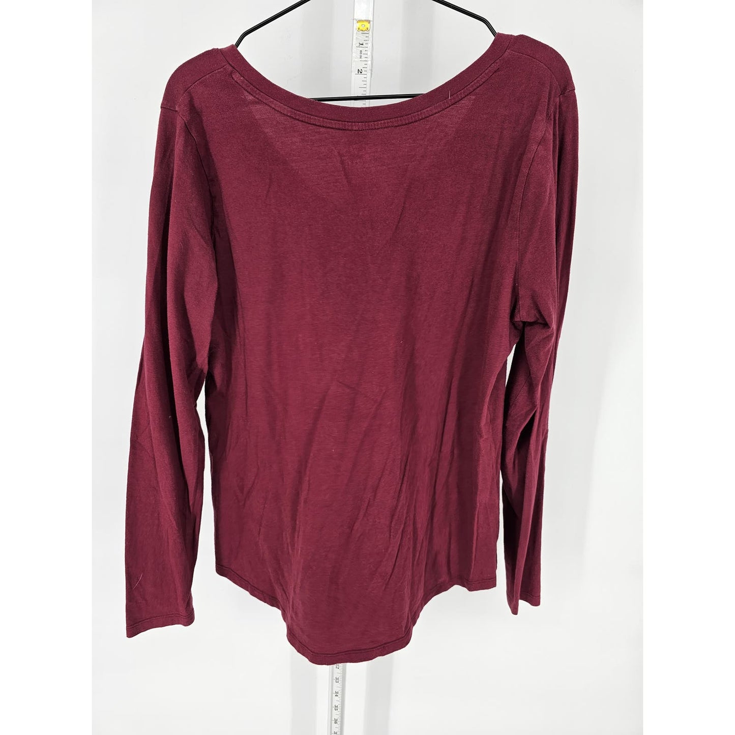 Old Navy Womens Sz L Long sleeve V Neck T Shirt Burgundy Red