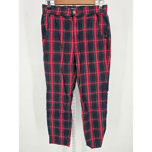 Hollister Womens Sz M Slim Leg Plaid Pants Red Black Skater