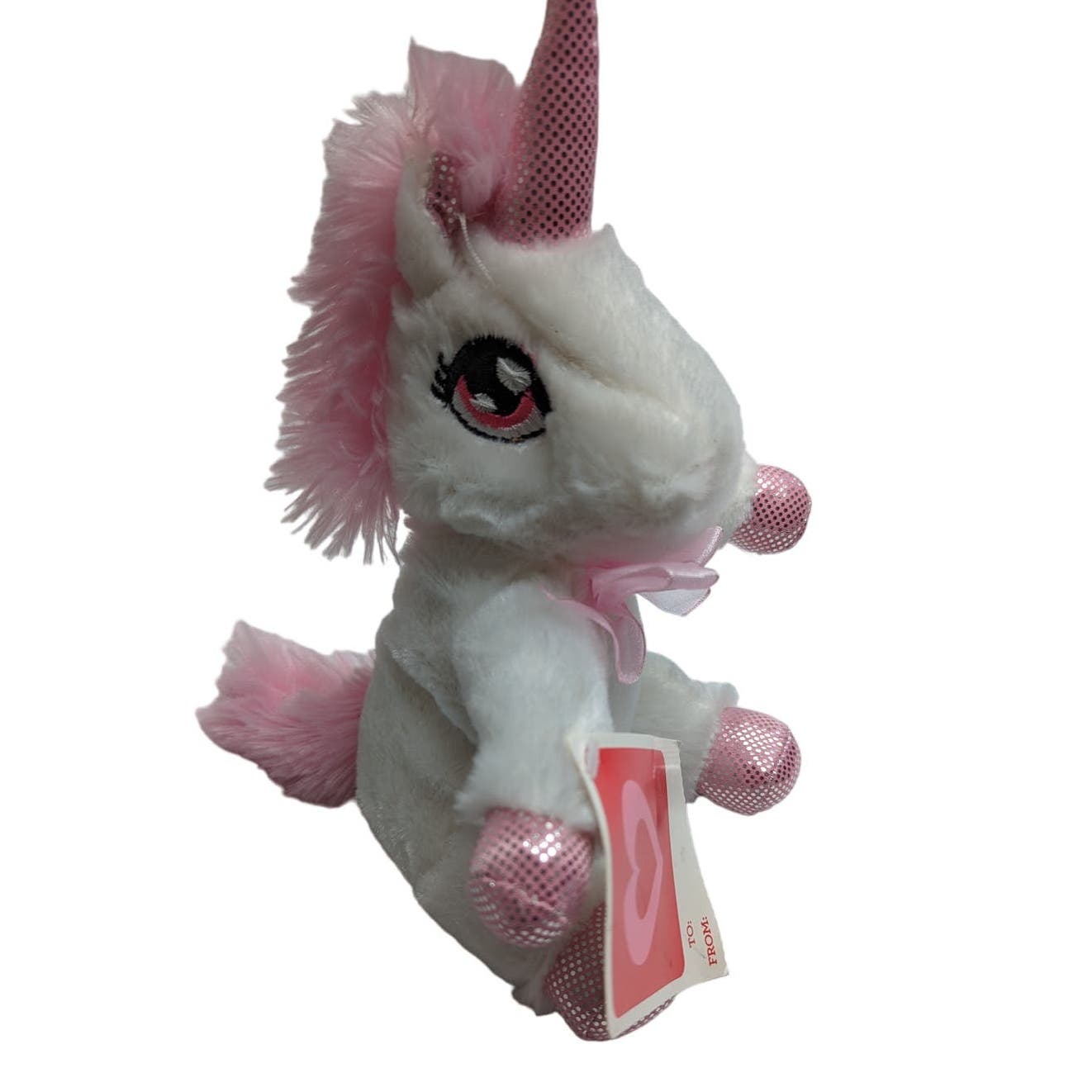 Walmart Plush Stuffed Animal Unicorn Pink White Metallic Horn