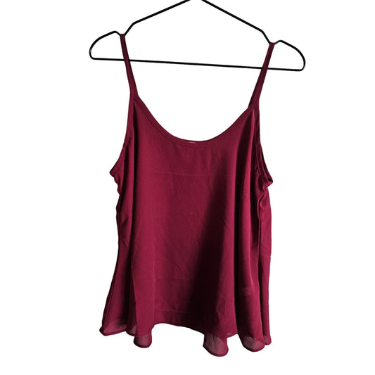 Avtive USA Womens Sz M Spaghetti Strap Flowy Blouse Burgundy Red