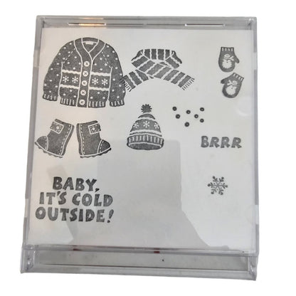 Stampin Up Unmounted Rubber Stamp Set Baby Its Cold Outside Winter