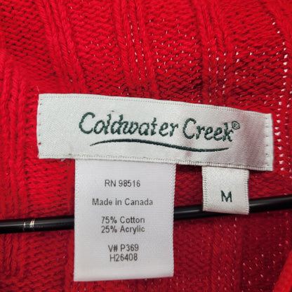 Coldwater Creek Womens Sz M Pullover 1/4 Zip Sweater Red Heart Chain