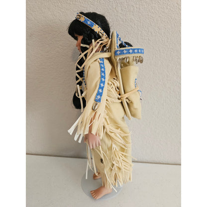 Vintage Native American Woman With Baby On Back Beautiful 17" Doll