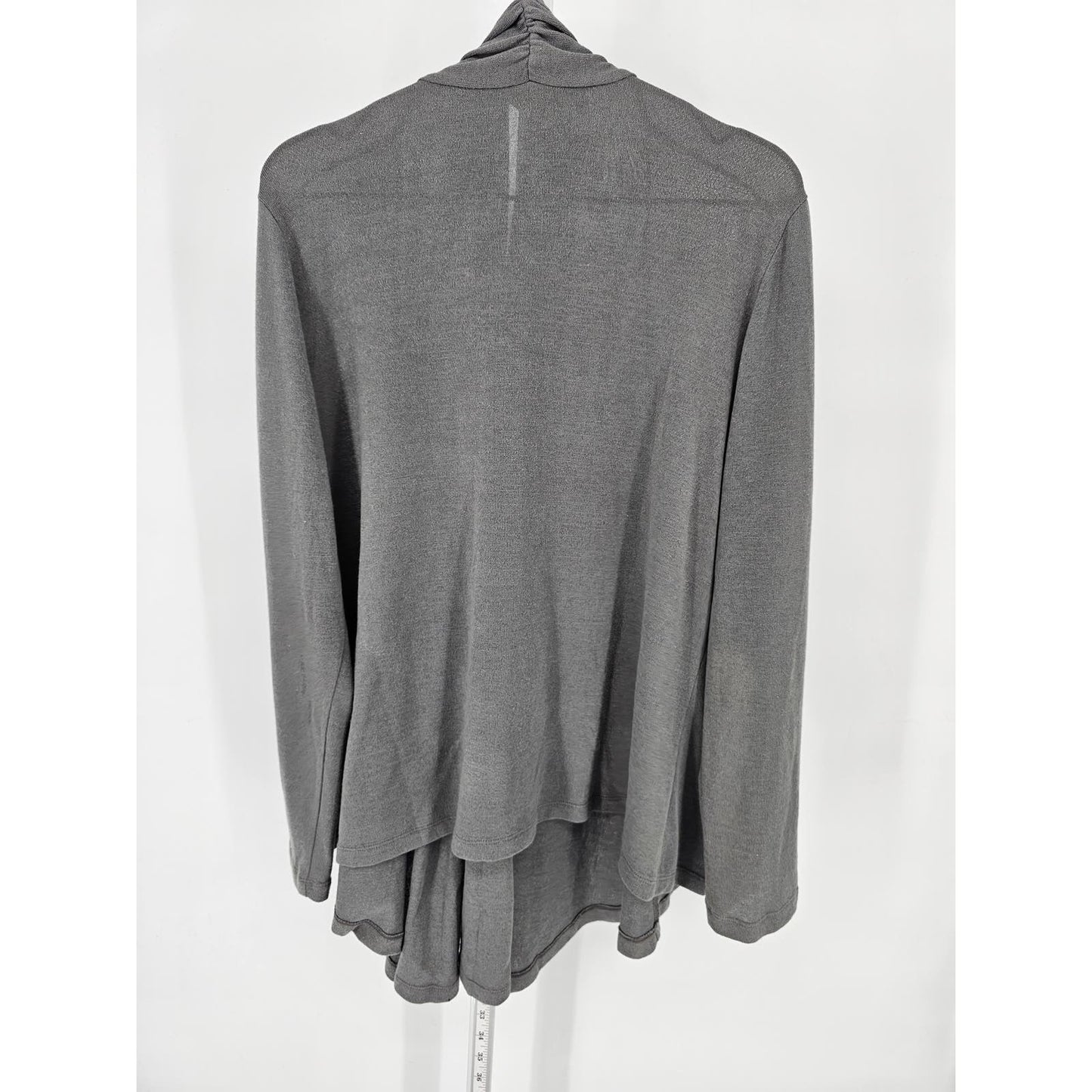 Fashion Bug Womens Sz XL Open Front Cardigan Sweater Gray Draped Long Sleeve