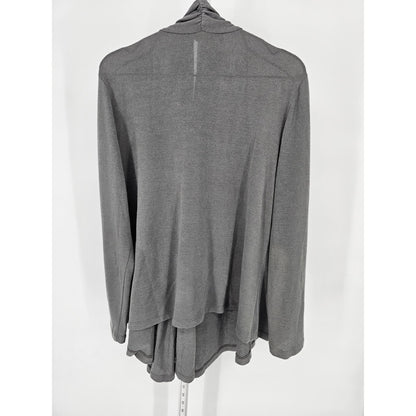 Fashion Bug Womens Sz XL Open Front Cardigan Sweater Gray Draped Long Sleeve