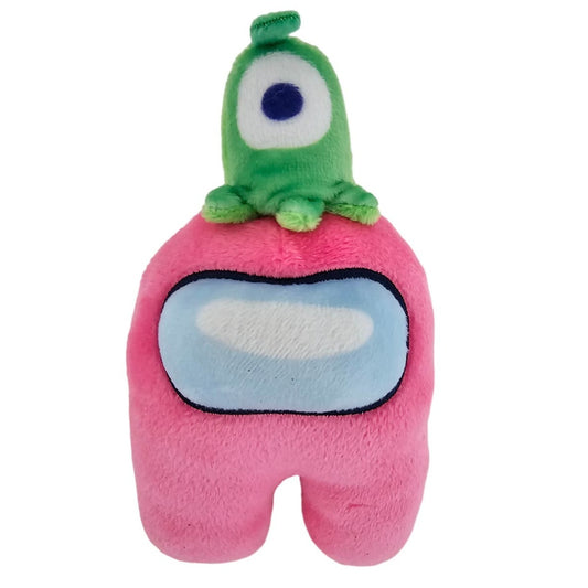 Among Us Plush Stuffed Animal Pink w/ Green Animal on Head