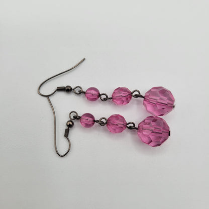 Vintage BARCS Silver TONE Amber Orange Glass CABOCHON Clip ON Earrings