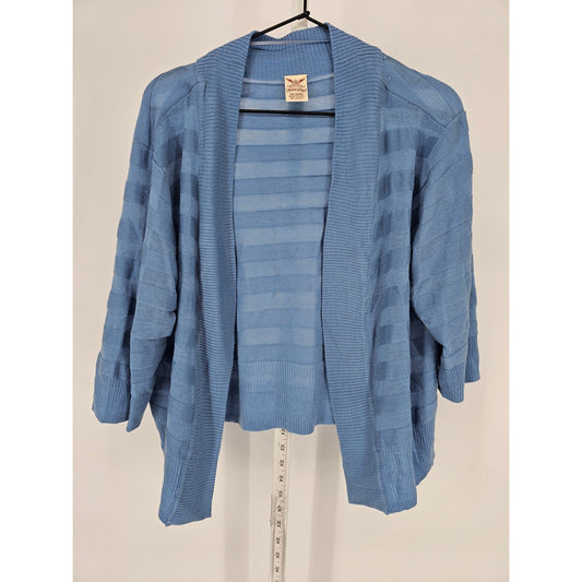 Faded Glory Womens Sz 1X Open Front Lightweight Cardigan Sweater Light Blue