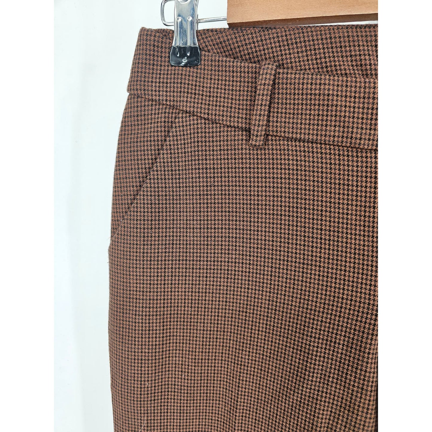 A New Day Womens Sz 2 Slim Leg Dress Pants Black Brown Houndstooth