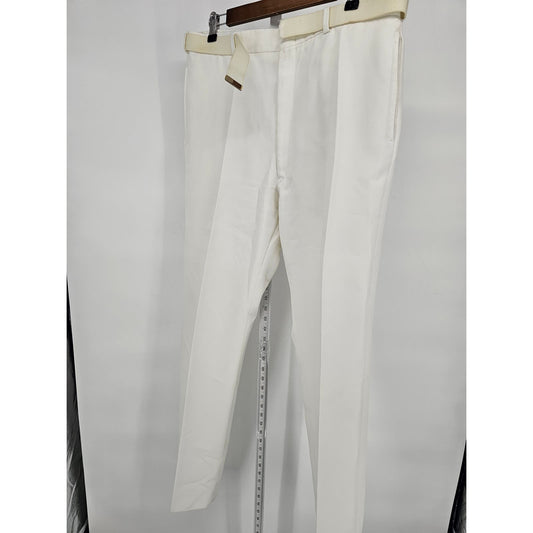 Vintage Mens Sz 36x32 Military Formal Dress Pants White w/ Belt