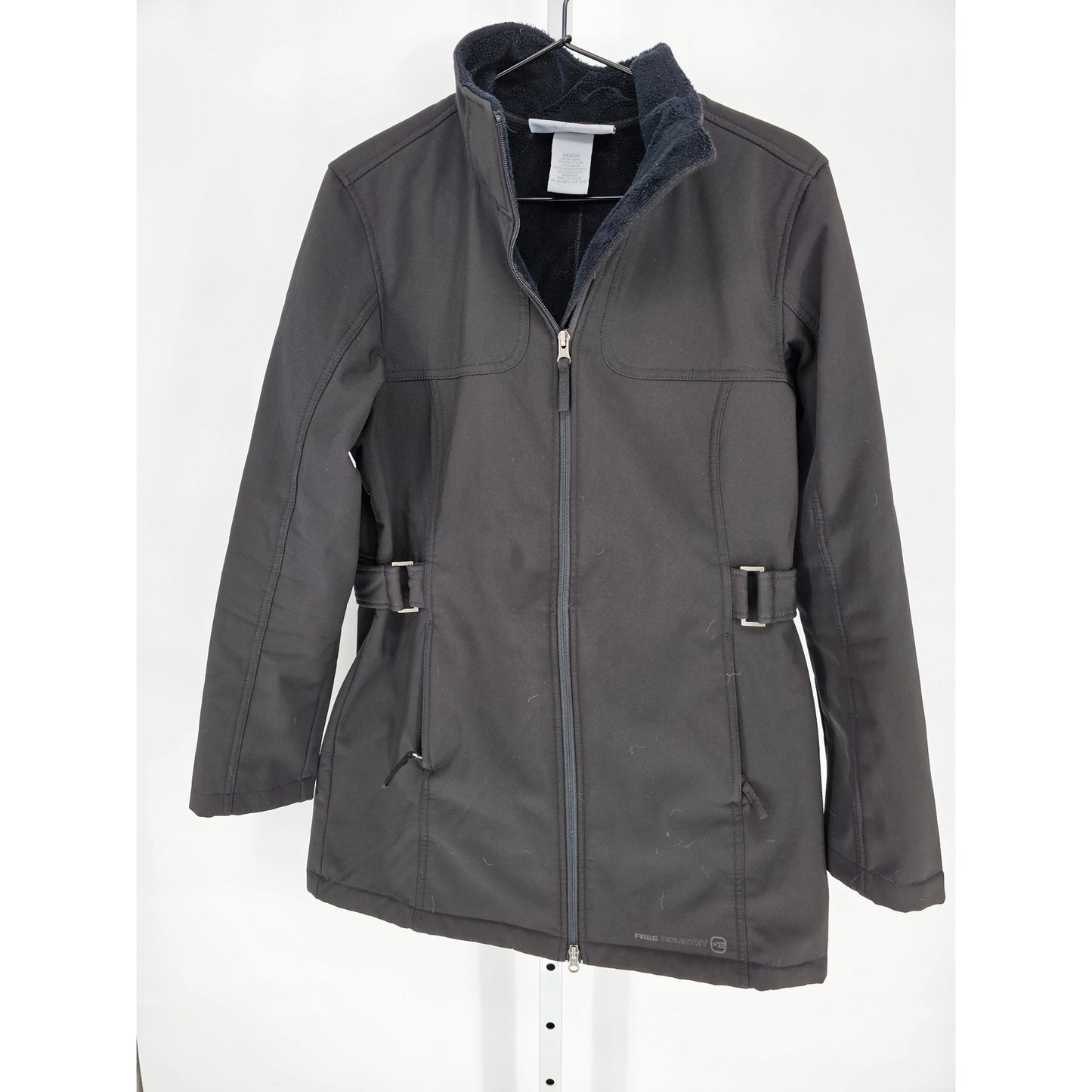 Free Country Womens Sz M Softshell Faux Fur Lined Winter Jacket Black