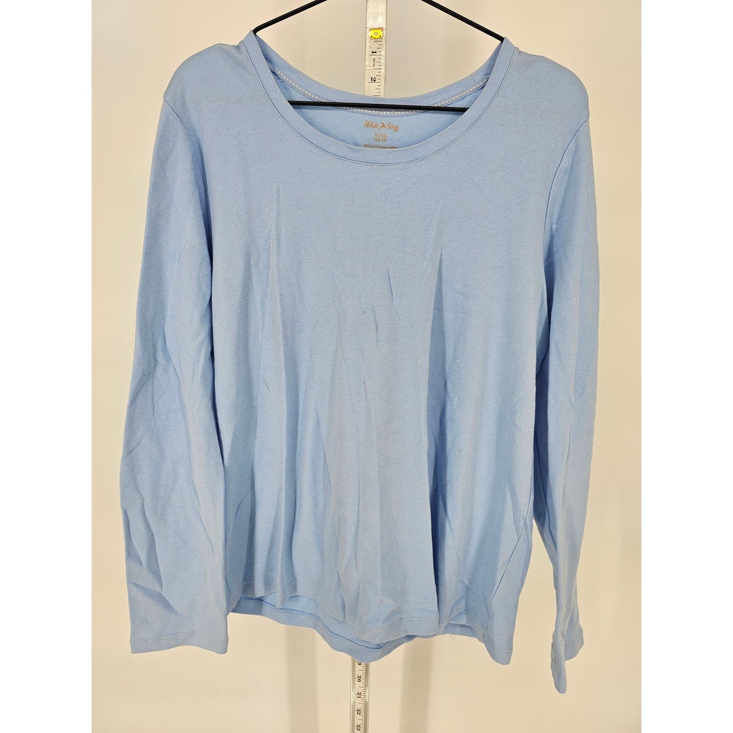 White Stag Womens Sz XL Long Sleeve T Shirt Light Blue 100% Cotton