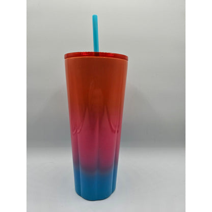 Starbucks Summer 2023 Tumbler Puffy Gradient Pink Orange Blue 24Oz Cold Cup