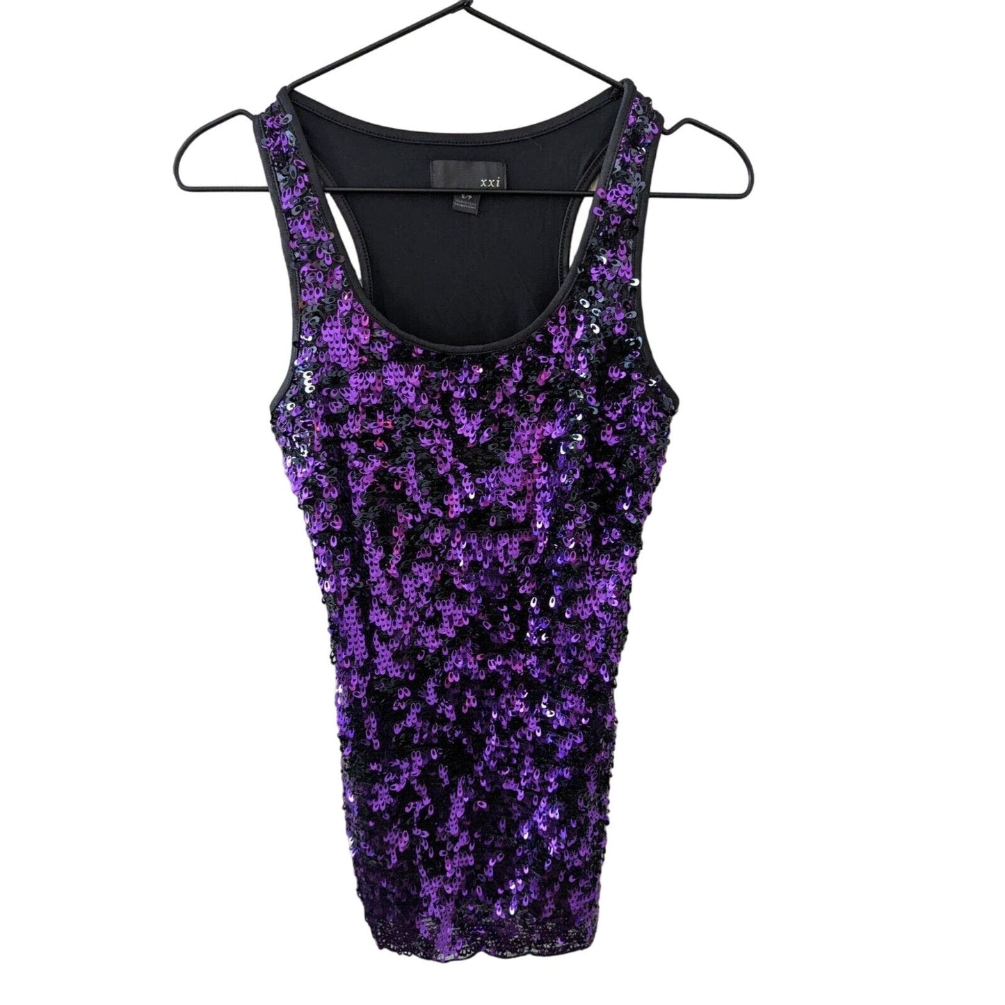 Vintage Y2K XXI Womens Sz S Mini Dress Purple Full Sequin Front