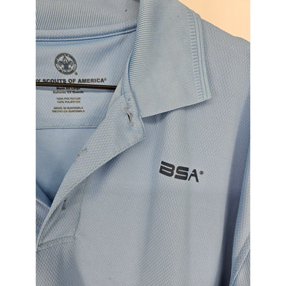 BSA Boy Scouts Of America Mens Sz XXL Short Sleeve Polo Shirt Light Blue