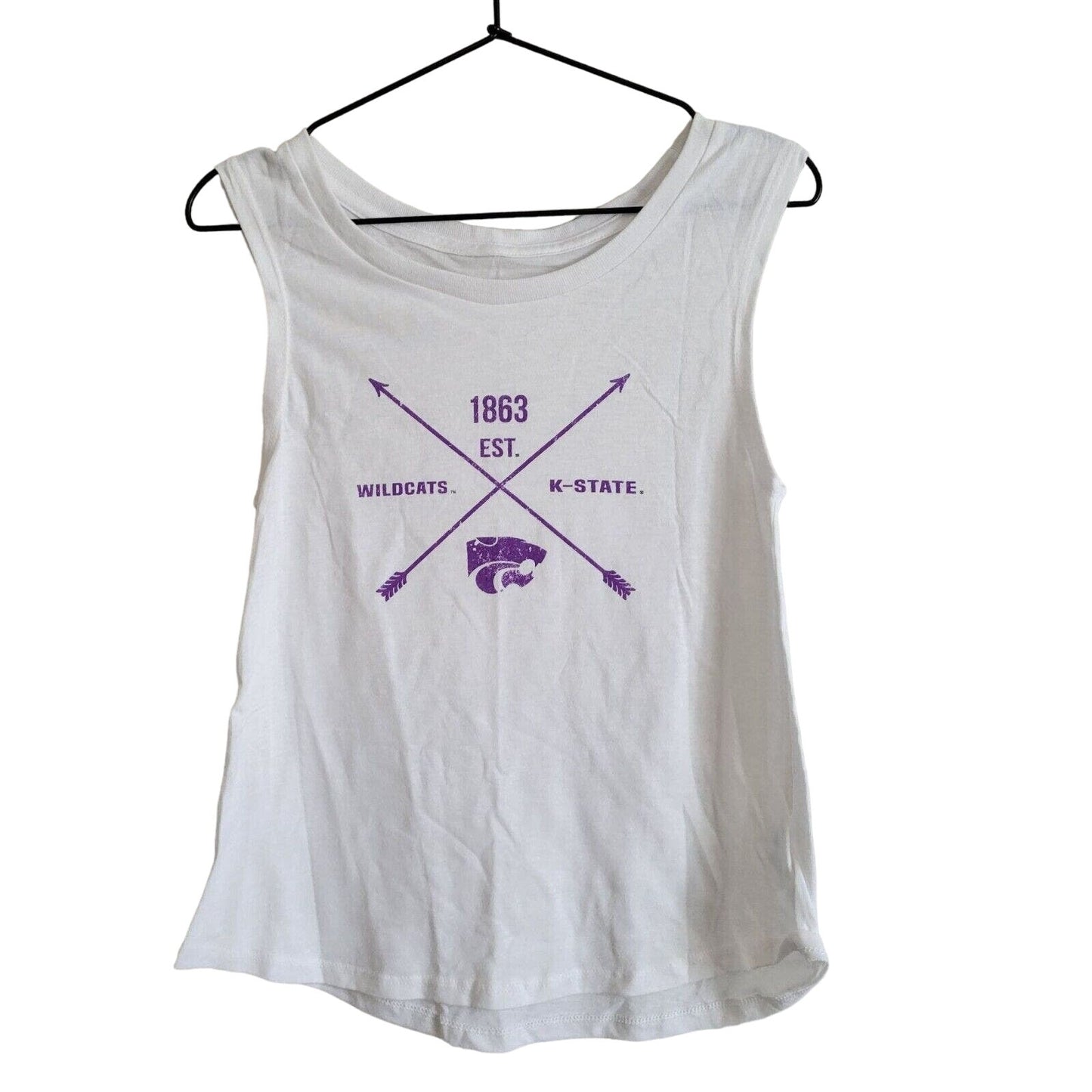 K State Wildcats womens Sz S Tank Top by Alma Mater White and Purple