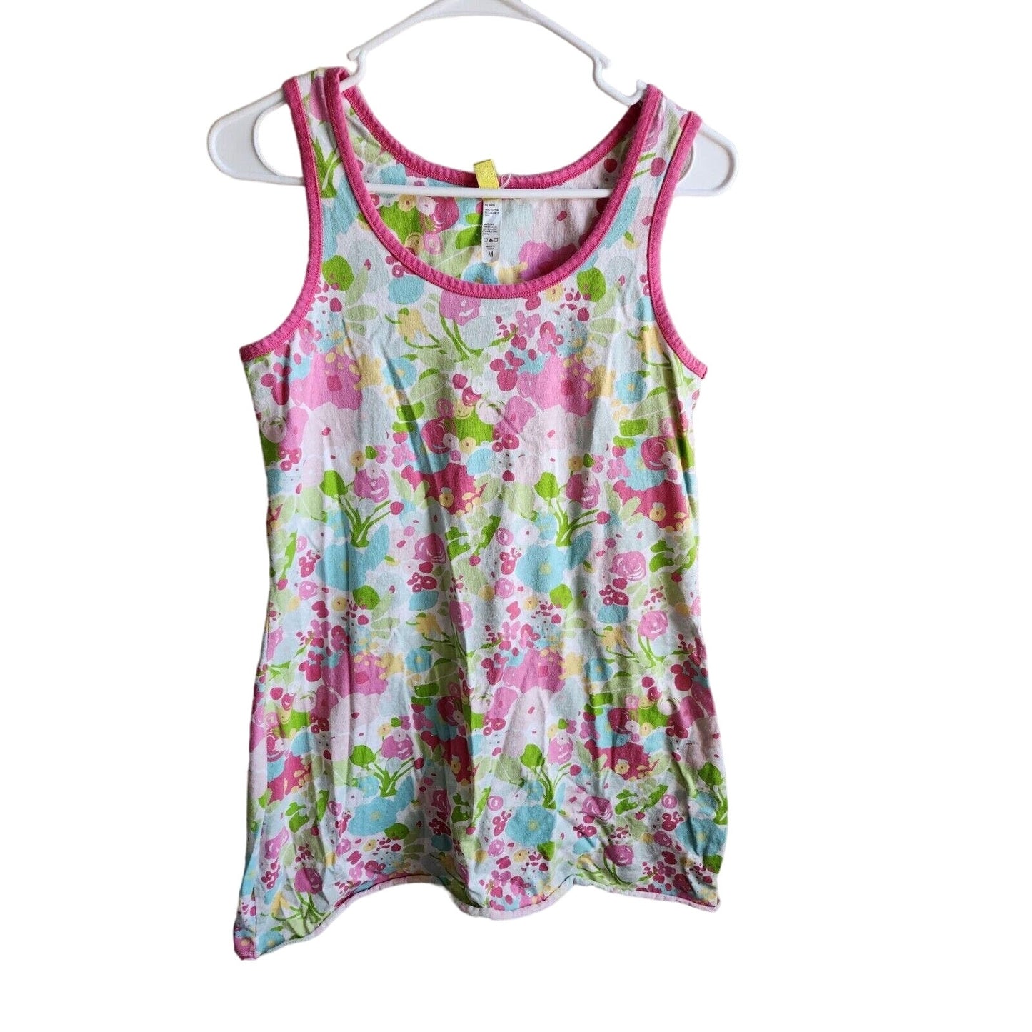 Hue Womens Sz M Sleep Shirt Nightgown Sleeveless Pink Floral