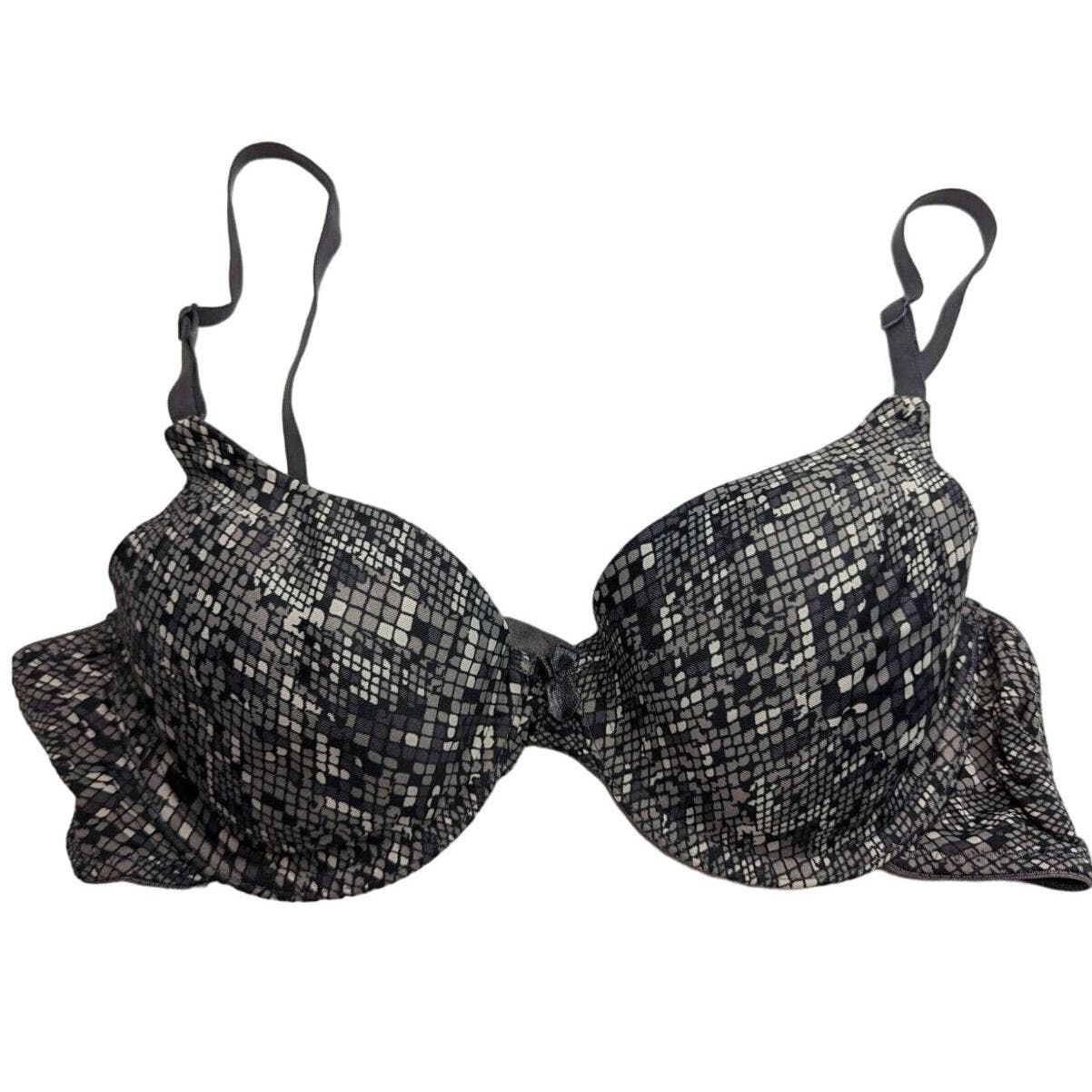 Maidenform Womens Sz 36B T Shirt Bra Black and Gray Snakeskin Print