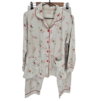 Vintage Medina Womens Sz M Long Sleeve Cotton Pajama Set Wish Wing Anime