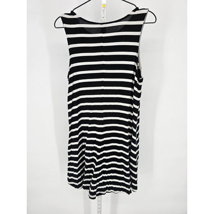 Old Navy Womens Sz L Sleeveless Knee Length Dress Black White Striped