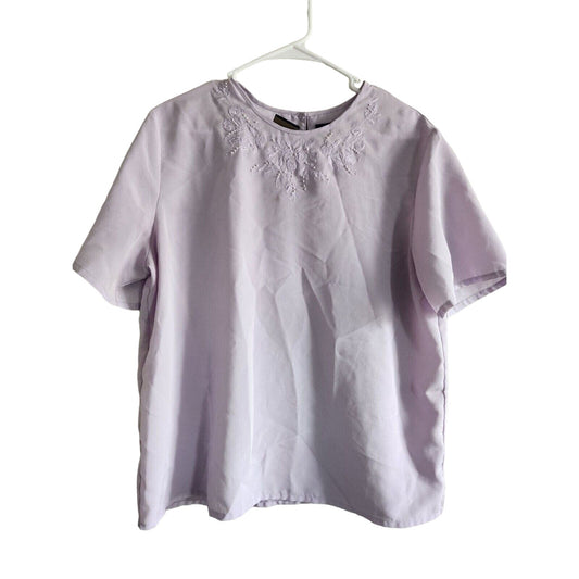 Vintage 1970s Laura Scott Womens Sz L Light Purple Lavender Blouse