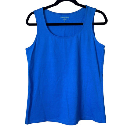 Coldwater Creek Womens Sz S 100% Cotton Tank Top Kelly Blue Solid