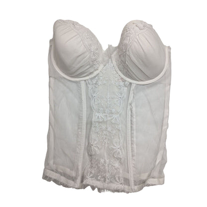 Victorias Secret Womens Sz 36D White Corset Top Bride Semi Sheer Lace