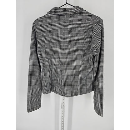 Kaii Womens Sz S Single Button Blazer Jacket Black Gray Houndstooth