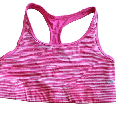 Champion Womens Sz L Sports Bra Pink White Striped Reversible