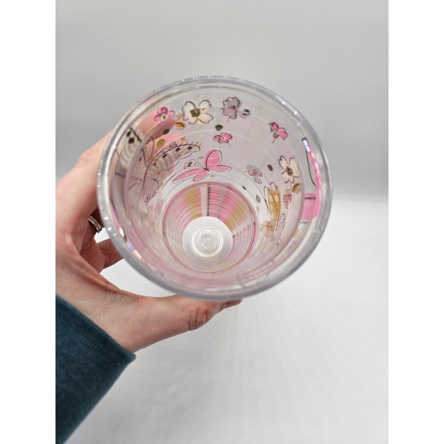 Tervis Insulated Plastic Tumbler NO LID Pink Butterfly Floral Print