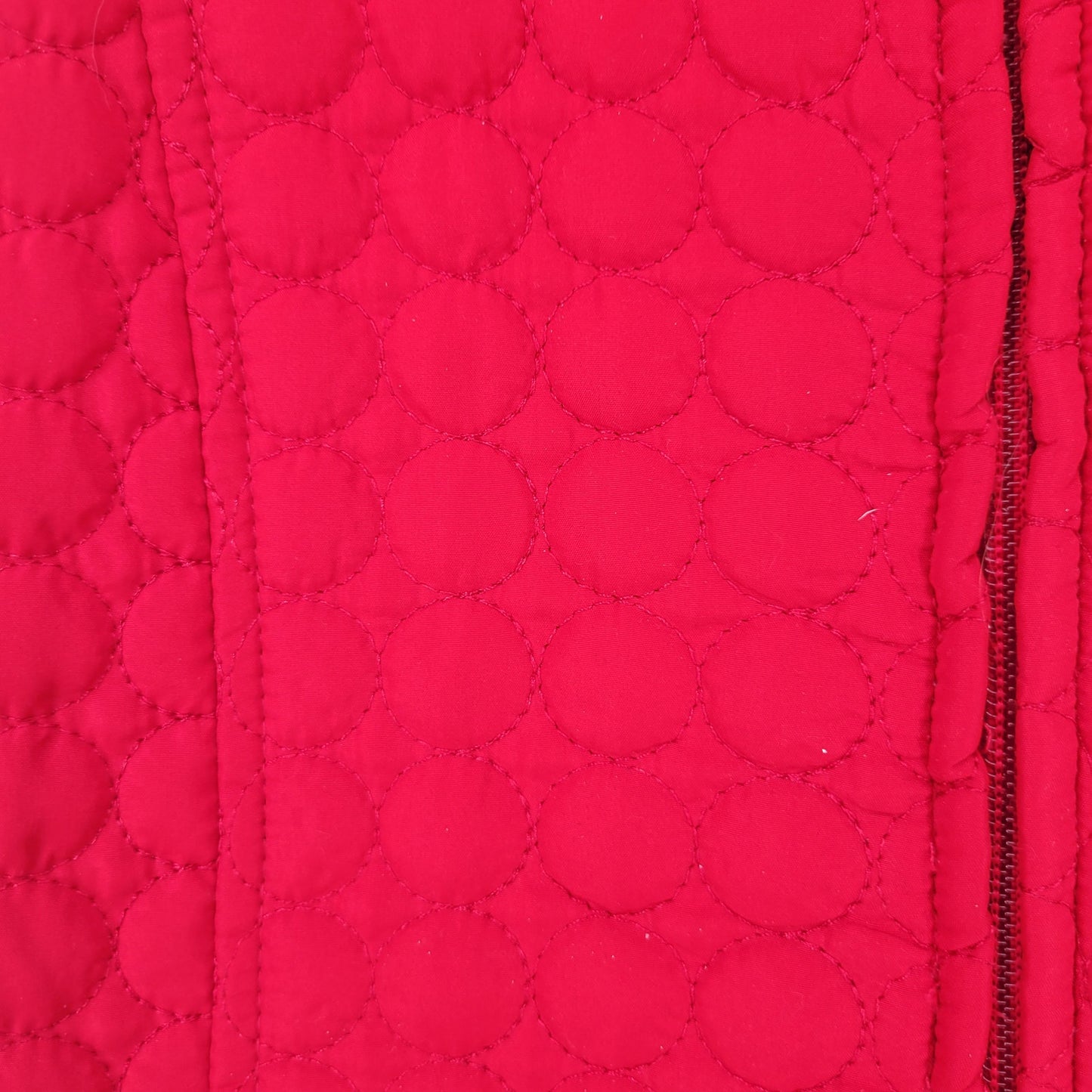 Keren Hart Womens Sz M Zip Up Quilted Puffer Vest 100% Cotton Red