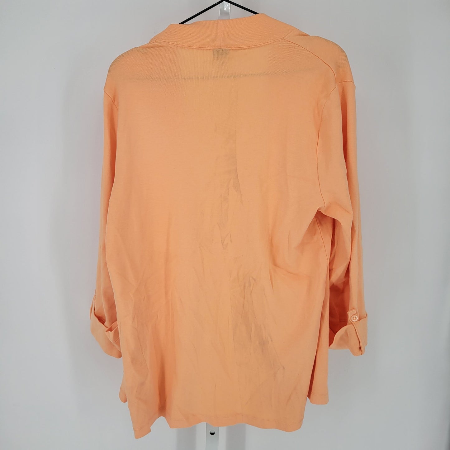 Rafaella Womens Sz L Open Front Cardigan Sweater Pastel Orange Ribbed