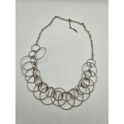Vintage 1990s Silver Tone Large Circle Chain Necklace