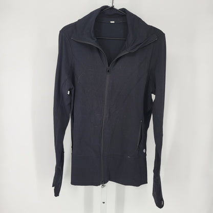 Cutter & Buck Womens Sz M Full Zip Athletic Jacket Solid Black Fitted