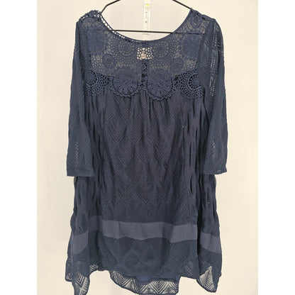 Anthropologie Holding Horses Augusta Crochet Lace Dress Navy Boho Womens S