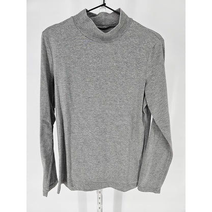 Croft & Barrow Womens Sz M Classic Tee Long Sleeve T Shirt Gray Mock Turtleneck